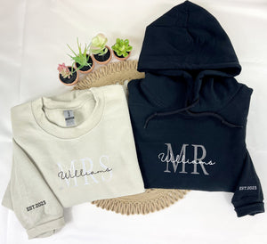 Personalized Unique Bridal Shower Gifts for Him and Her with Mr Mrs Sweatshirt