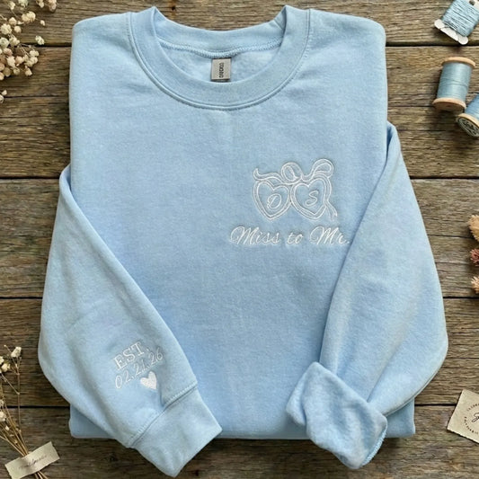 Personalized Bride Embroidered Sweatshirt for Future Mrs. with Custom Last Name & Wedding Date