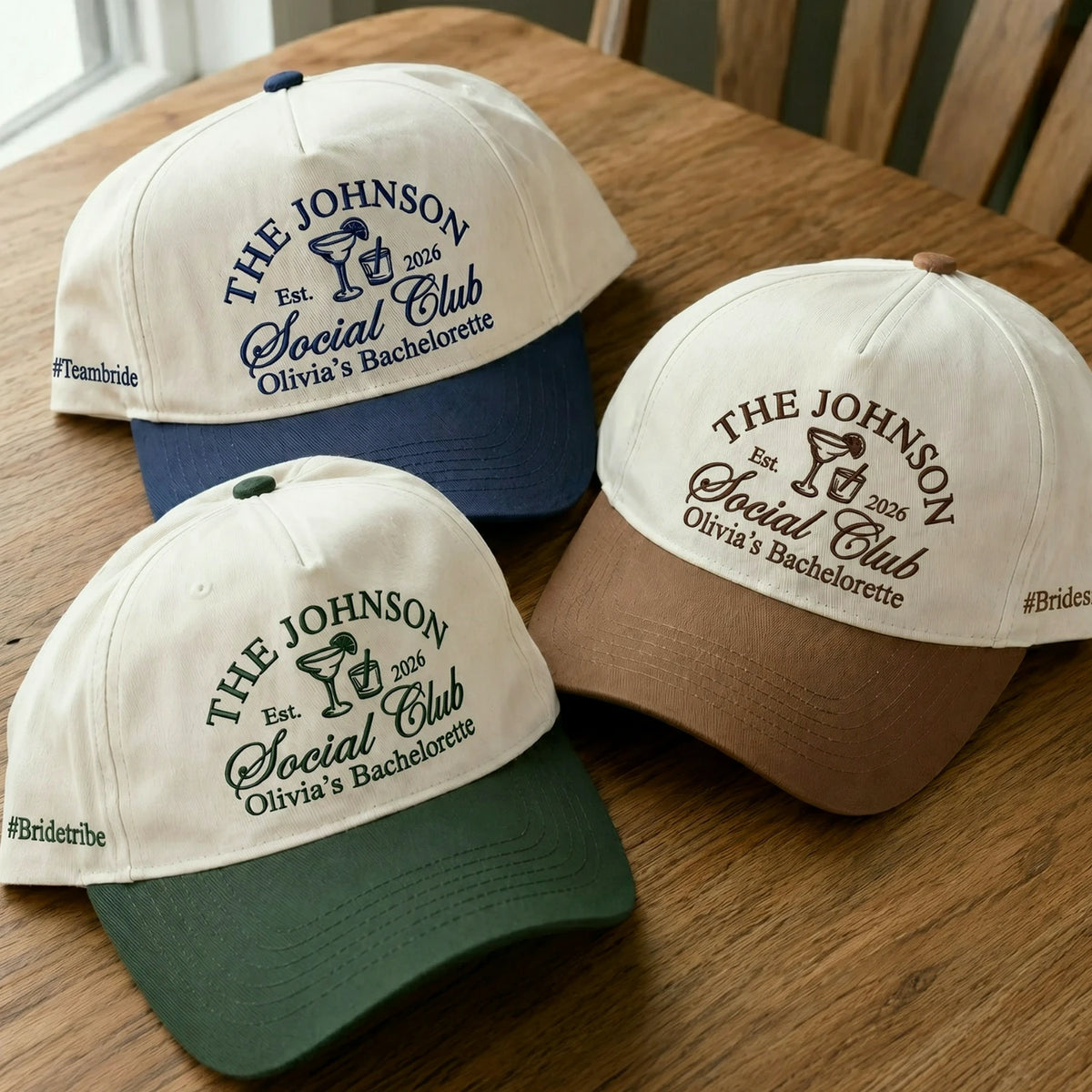 Custom Bride Tribe Bachelorette Snapback Hats - Embroidered Team Bridal Cap Set