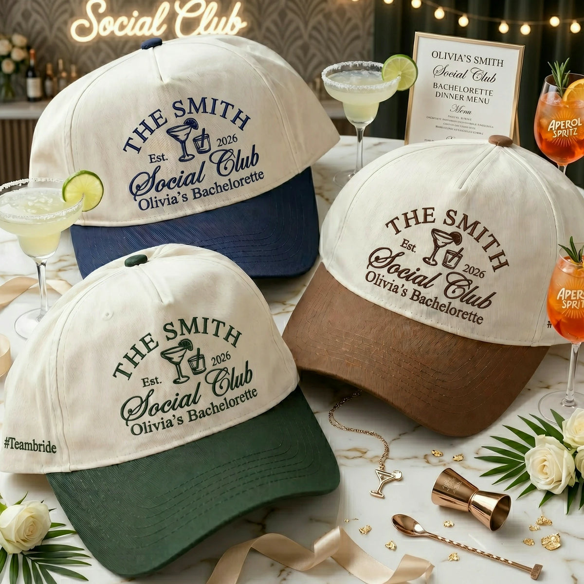 Custom Bride Tribe Bachelorette Snapback Hats - Embroidered Team Bridal Cap Set