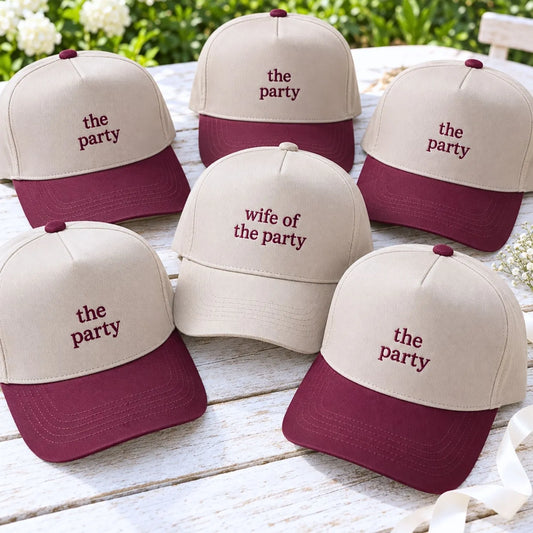 Matching bachelorette party hats for bride and bridesmaids