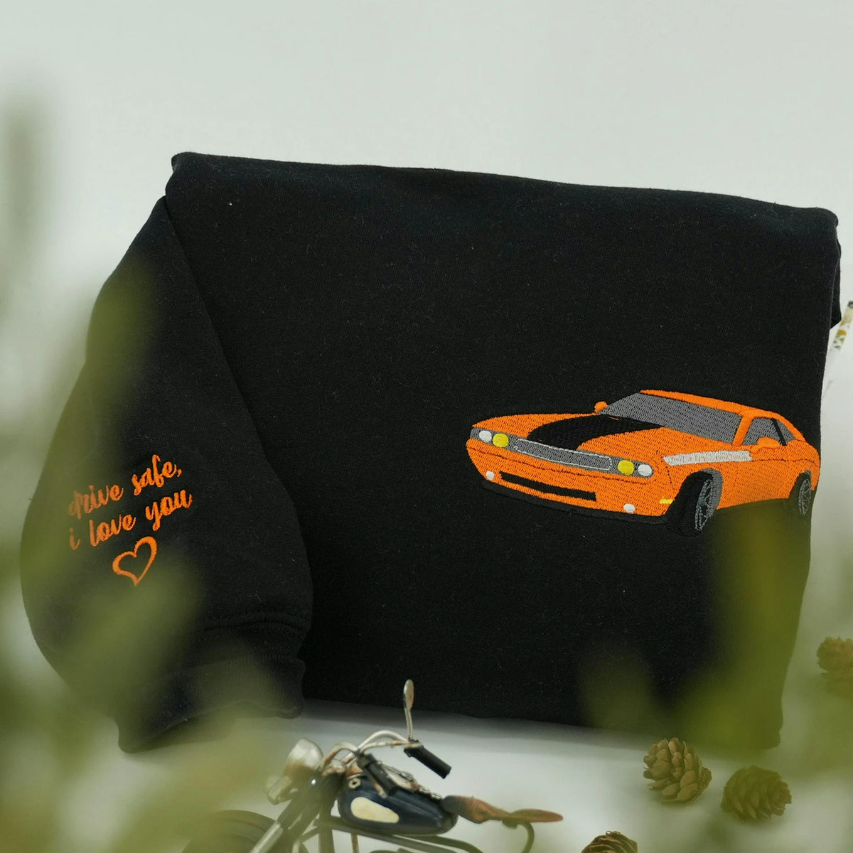 Personalized Car Portrait Sweatshirt or Hoodie, Custom Embroidered Auto Gift from Photo