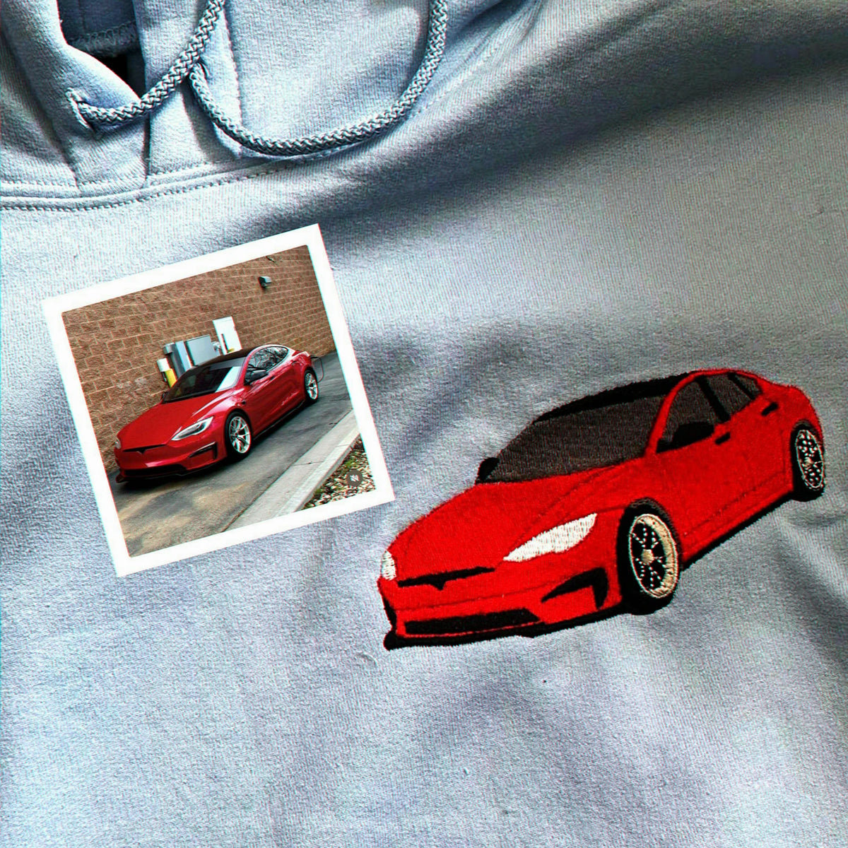 Personalized Car Portrait Sweatshirt or Hoodie, Custom Embroidered Auto Gift from Photo