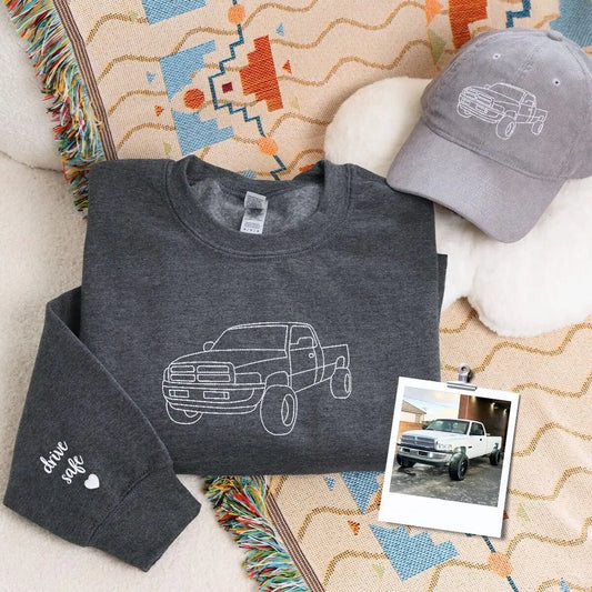 Embroidered Car Guy sweatshirt and matching hat set