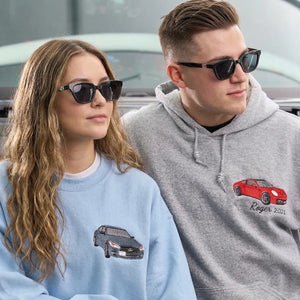 Custom Embroidered Trucker Hoodie from Your Photo, Personalized Gift for Truck Lover