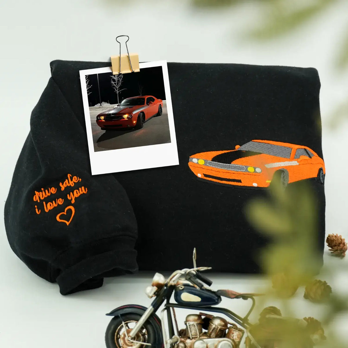 Custom Embroidered Car Hoodie, Sweatshirt, Personalized Car Gifts for Him