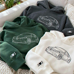 Custom Embroidered Car Hoodie, Sweatshirt, Personalized Car Gifts for Him