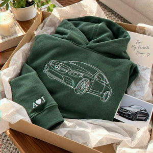 Custom Embroidered Car Hoodie, Sweatshirt, Personalized Car Gifts for Him