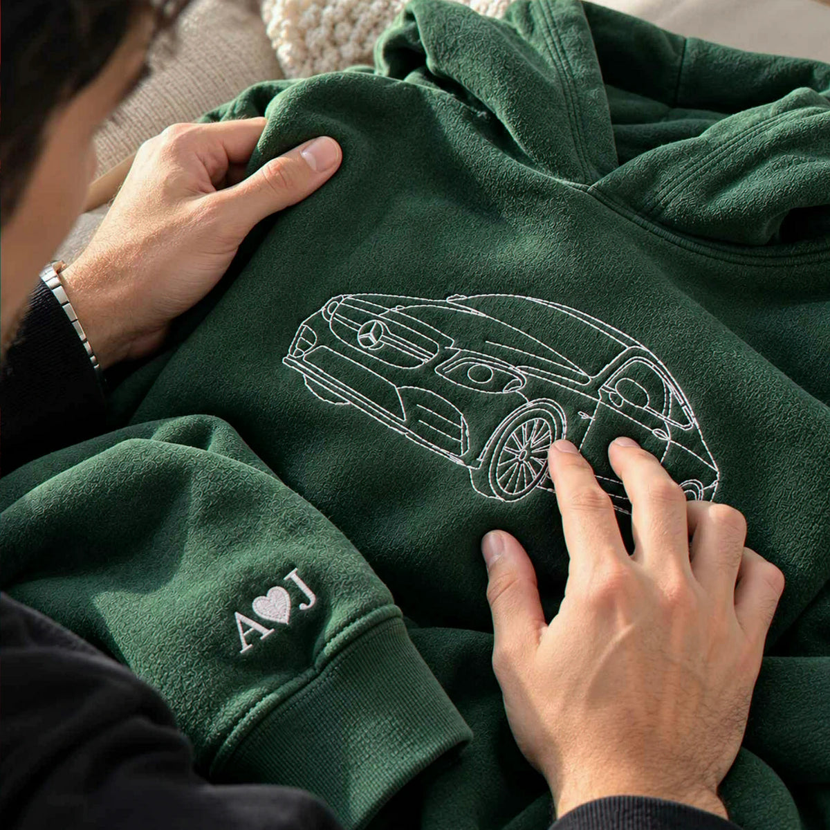 Custom Embroidered Car Hoodie, Sweatshirt, Personalized Car Gifts for Him