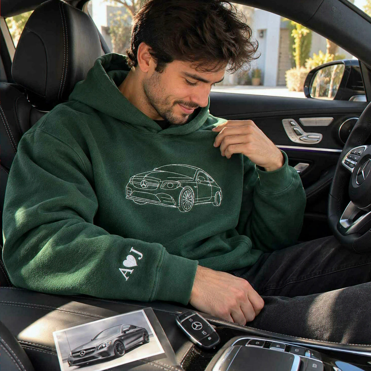 Custom Embroidered Car Hoodie, Sweatshirt, Personalized Car Gifts for Him