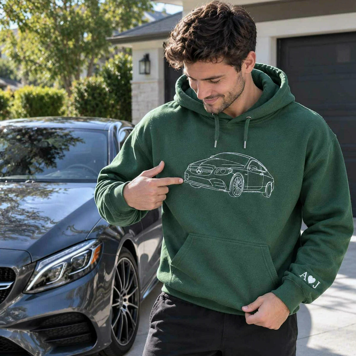 Custom Embroidered Car Hoodie, Sweatshirt, Personalized Car Gifts for Him