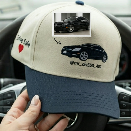 Custom Car Photo Snapback Hats - Embroidered Vehicle Caps Father's Day Gift