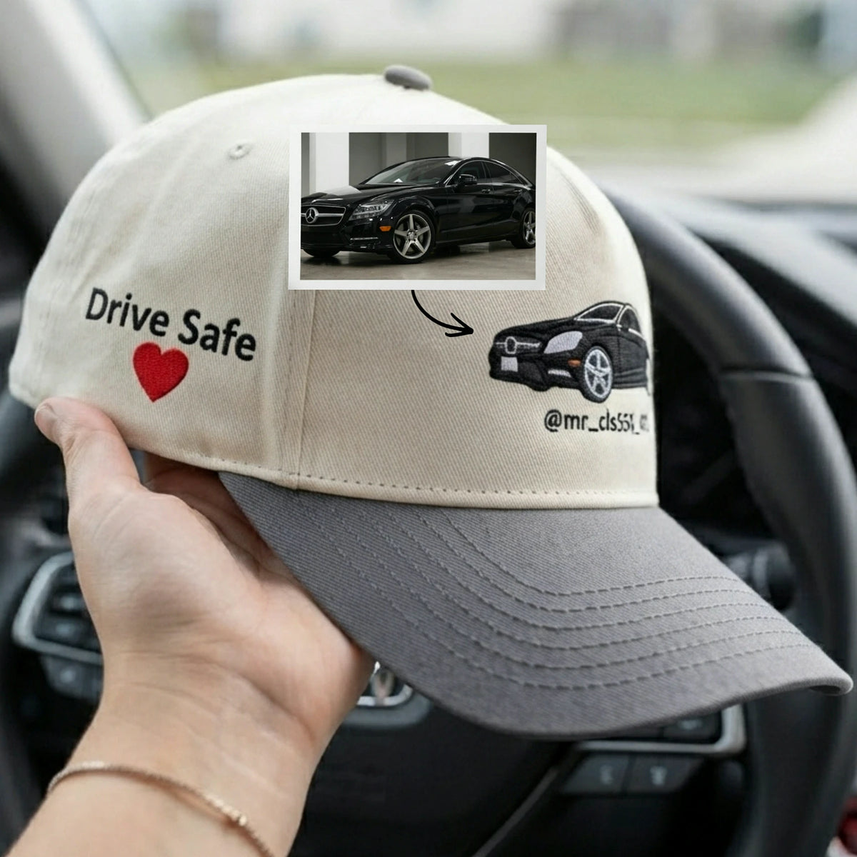 Custom Car Photo Snapback Hats - Embroidered Vehicle Caps Father's Day Gift