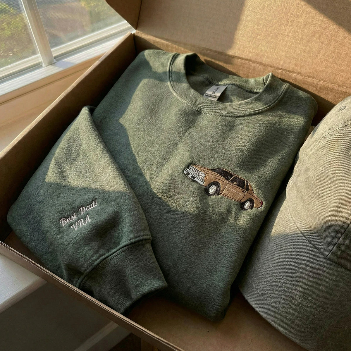 Custom Car Photo Embroidered Hoodie for Car Guys, Personalized Gift for Him Husband