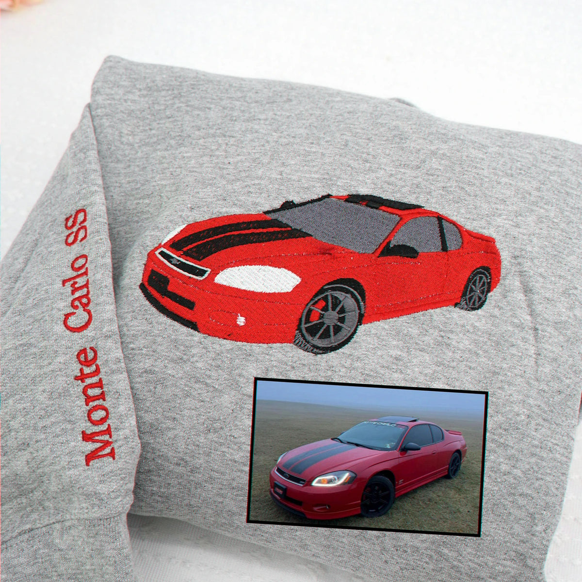 Custom Car Photo Embroidered Hoodie for Car Guys, Personalized Gift for Him Husband