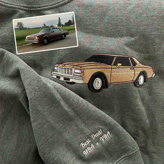 Custom Car Photo Embroidered Hoodie for Car Guys, Personalized Gift for Him Husband