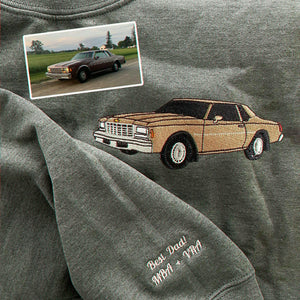 Custom Car Photo Embroidered Hoodie for Car Guys, Personalized Gift for Him Husband