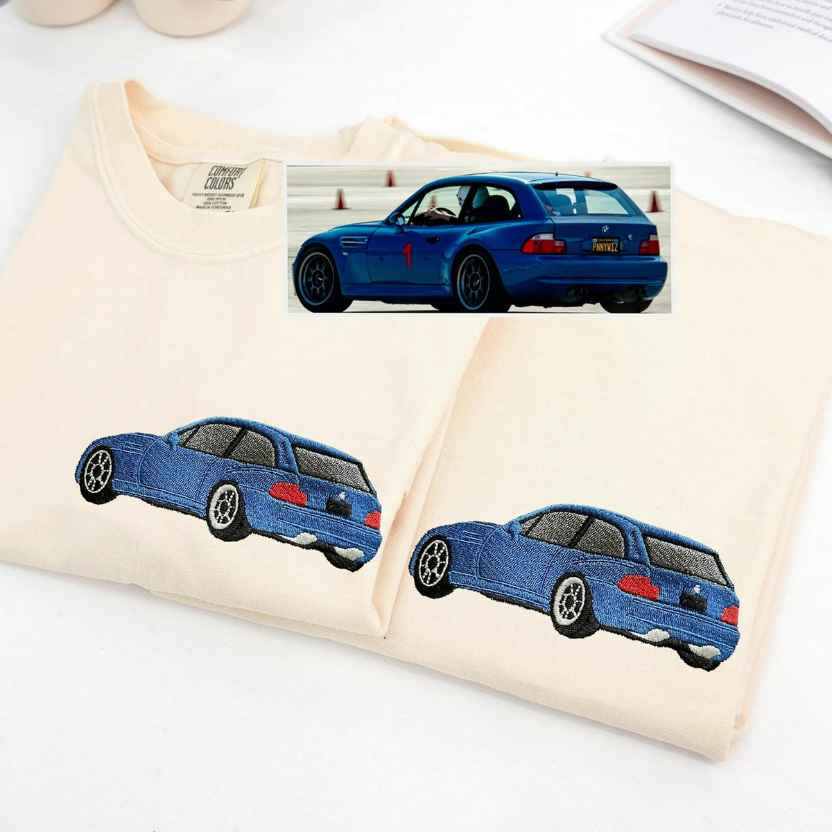 Custom Embroidered Car Portrait from Photo T-Shirt, Car Show Gifts