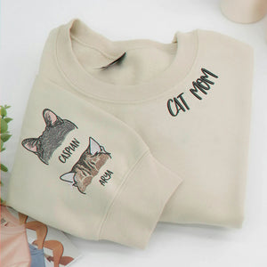 Custom Cat Mom Sweatshirt With Cat Ears, Personalized Cat Lover Gift