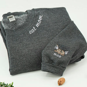 Custom Cat Mom Sweatshirt With Cat Ears, Personalized Cat Lover Gift