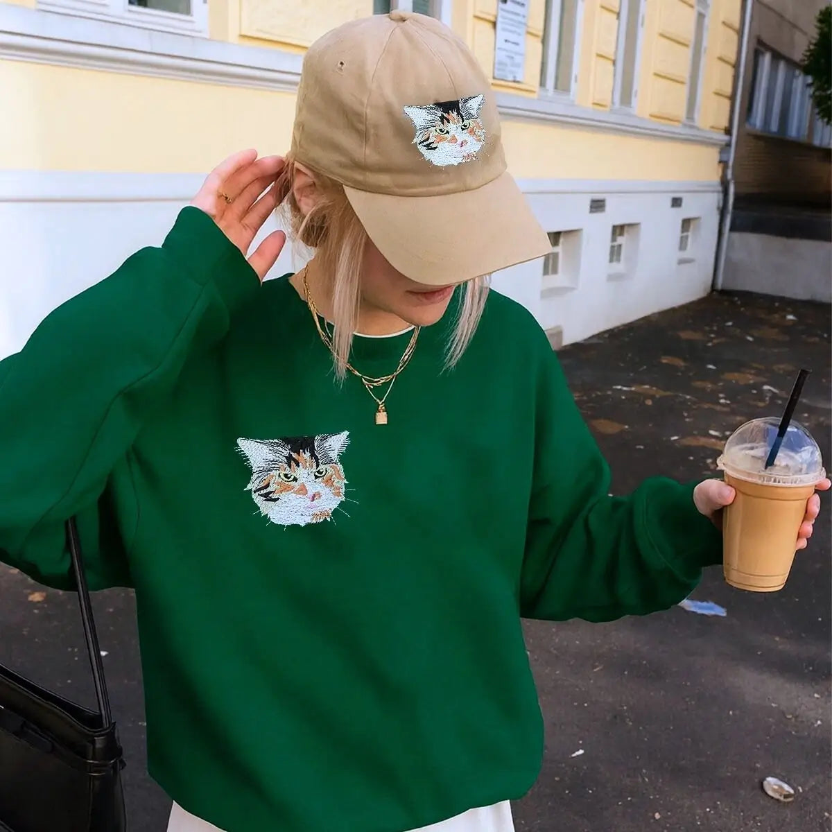Cat Lover Twin Pack: Embroidered Sweatshirt & Hat
