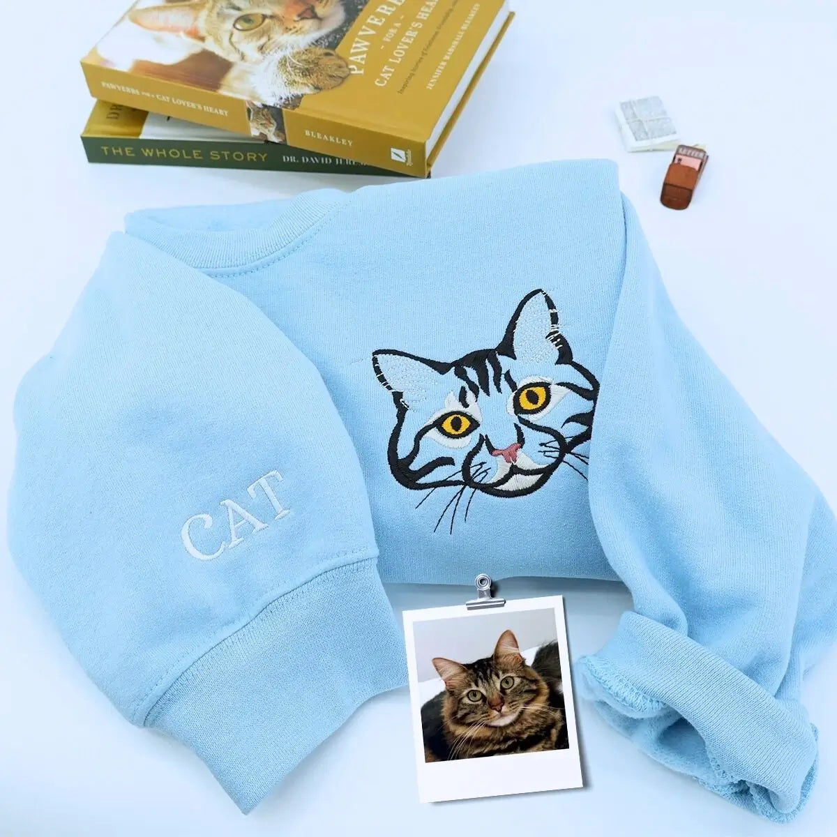 Cat Lover Twin Pack: Embroidered Sweatshirt & Tote Bag