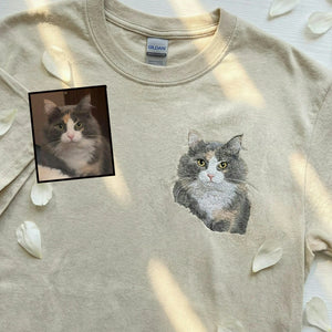 Sand Custom Cat Portrait T-Shirt for Cat Mom