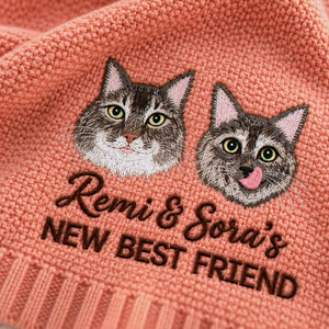 Custom Baby’s First Best Friend Blanket, Embroidered Pet and Baby Keepsake Throw, Baby Gift for Cat Lovers