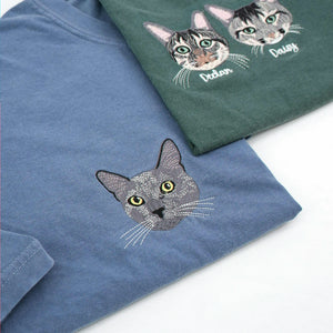 Blue Jean Cat Portrait from photo, cat dad gift