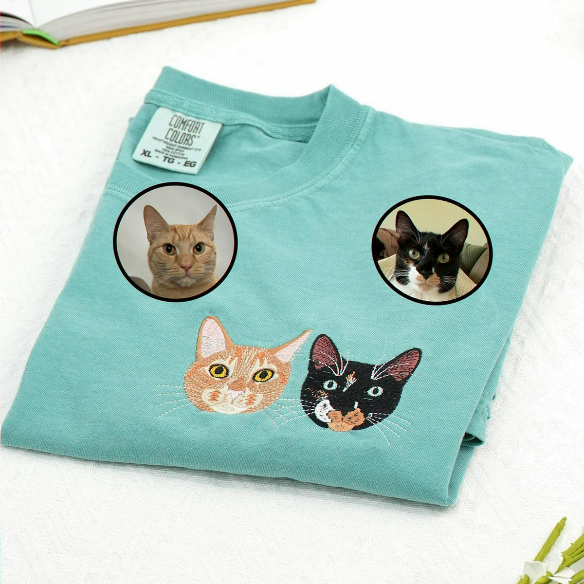 Custom Cat Portrait Shirt - Personalized Photo T-Shirt for Men - Birthday Gift for Dad Tee