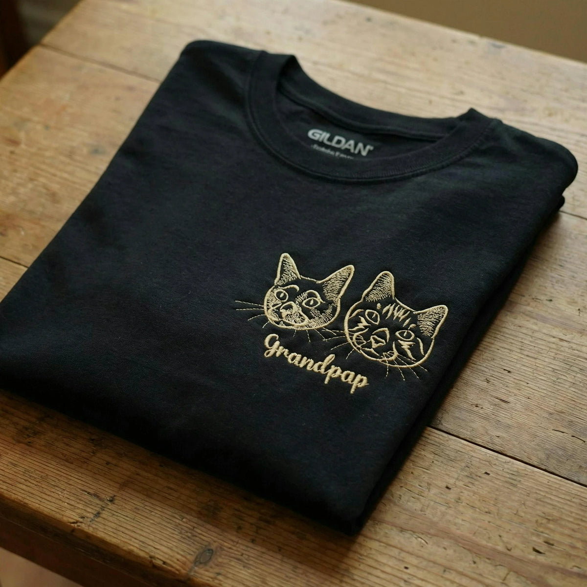Black Custom Cat Portrait for Grandpa