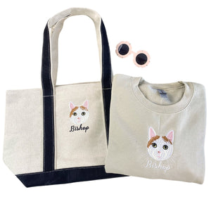 Cat Lover Twin Pack: Embroidered Sweatshirt & Tote Bag