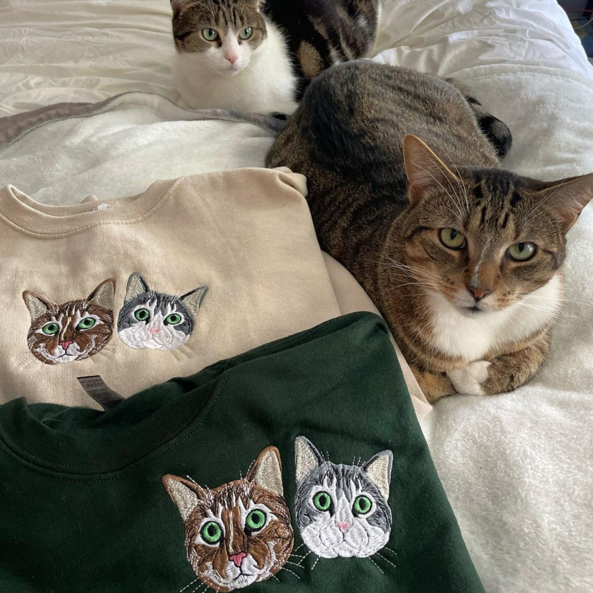 Embroidered Cat Sweatshirts Hoodies Embroly