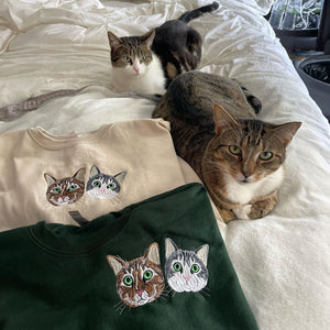 Custom Embroidered Cat Lover Sweatshirt or Hoodie, Personalized Unique Gift ideas for Cat Lovers