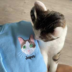 Custom Pet Portrait Embroidered Sweatshirt, Hoodie - Gift for Dog Pet Lover