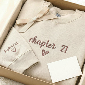 Embroidered Chapter 21 Birthday Sweatshirt, Personalized Sleeve Name, Gift for Daughter