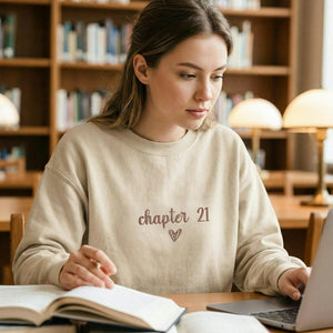Embroidered Chapter 21 Birthday Sweatshirt, Personalized Sleeve Name, Gift for Daughter