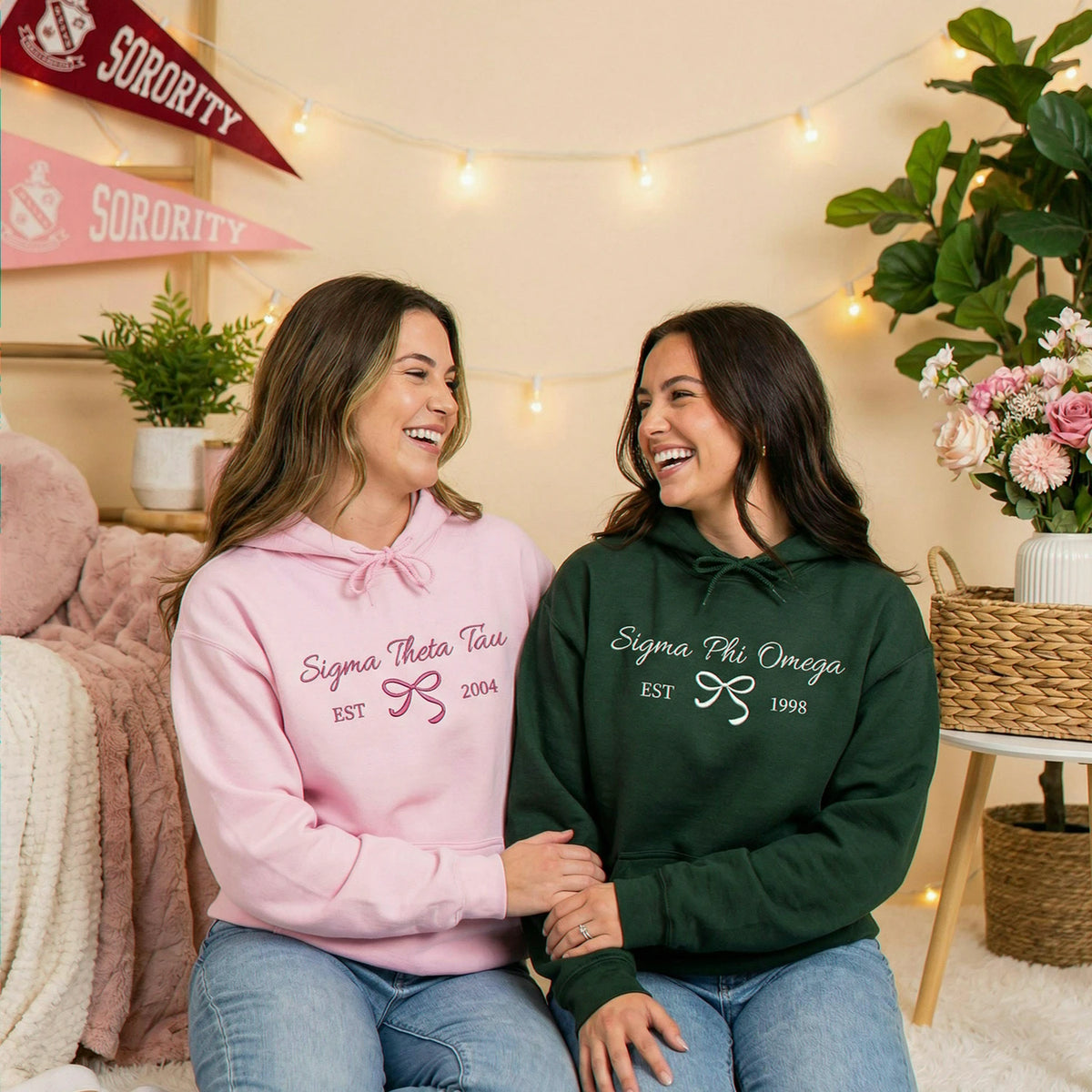 Personalized Coquette Bow Sweatshirt for Besties, Girls Trip 2026, Custom College Style Gift