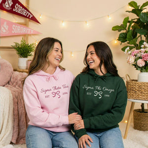 Personalized Coquette Bow Sweatshirt for Besties, Girls Trip 2026, Custom College Style Gift