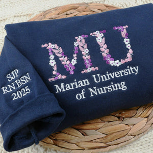 Custom Greek Letter Embroidered Sweatshirt, Floral College Graduation Gift For Friend