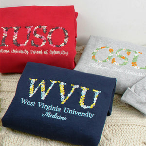 Custom Greek Letter Embroidered Sweatshirt, Floral College Graduation Gift For Friend