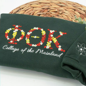 Custom Greek Letter Embroidered Sweatshirt, Floral College Graduation Gift For Friend