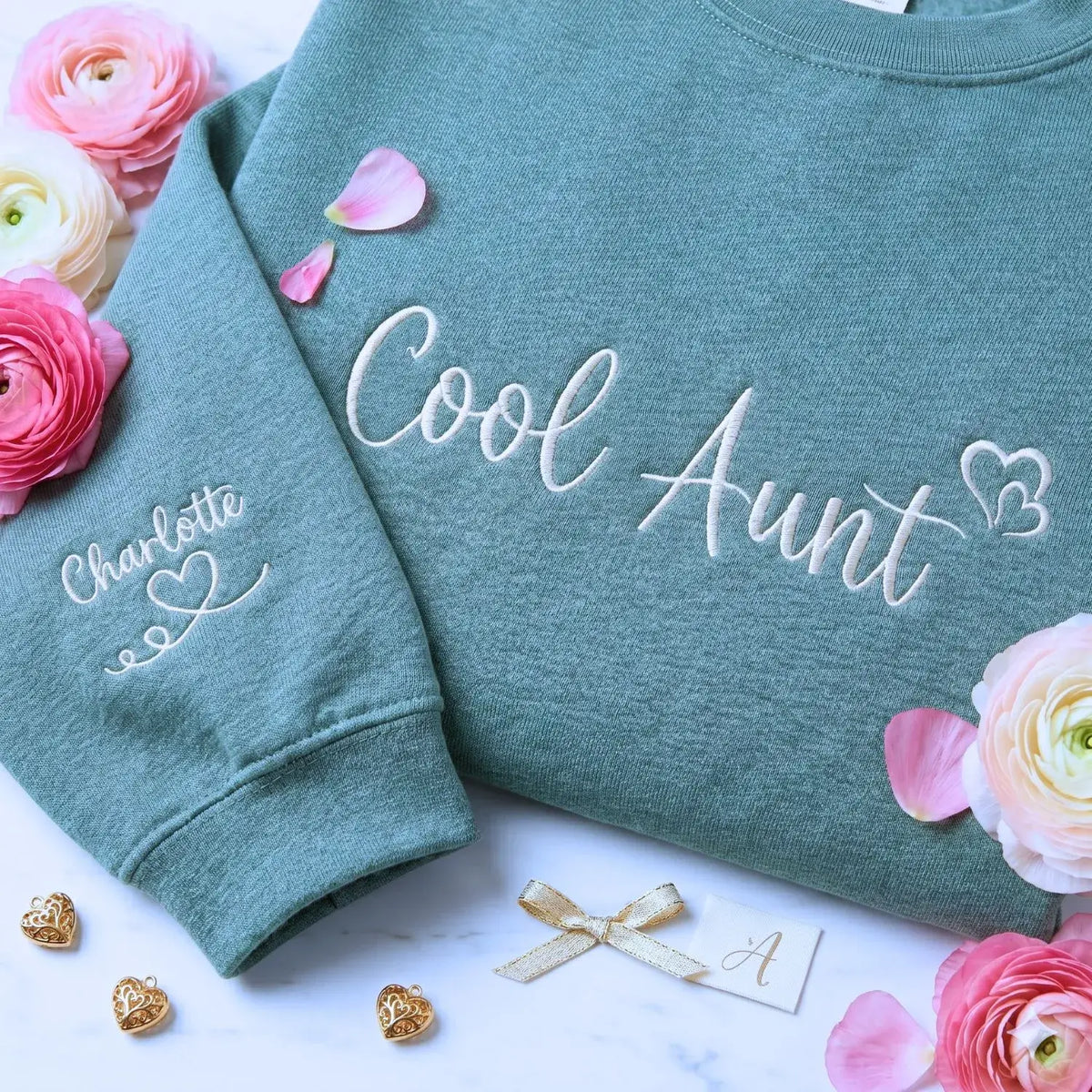 personalized cool aunt sweatshirt with custom embroidered name on cozy hoodie gift for aunt
