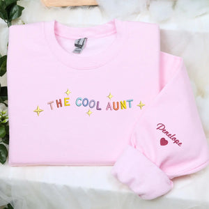 Custom cool mama sweatshirt with embroidered mama text and child name on sleeve personalized gift for mom