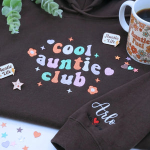 custom cool aunt sweatshirt with embroidered names on sleeve personalized hoodie gift for aunt
