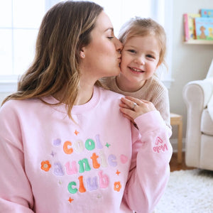 custom cool aunt sweatshirt with embroidered names on sleeve personalized hoodie gift for aunt