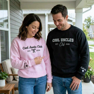 Cool Aunts Club and Cool Uncles Club Sweatshirts, Embroidered Kid Name Crewneck, New Aunt and Uncle Gifts