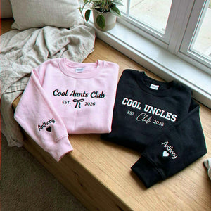 Cool Aunts Club and Cool Uncles Club Sweatshirts, Embroidered Kid Name Crewneck, New Aunt and Uncle Gifts