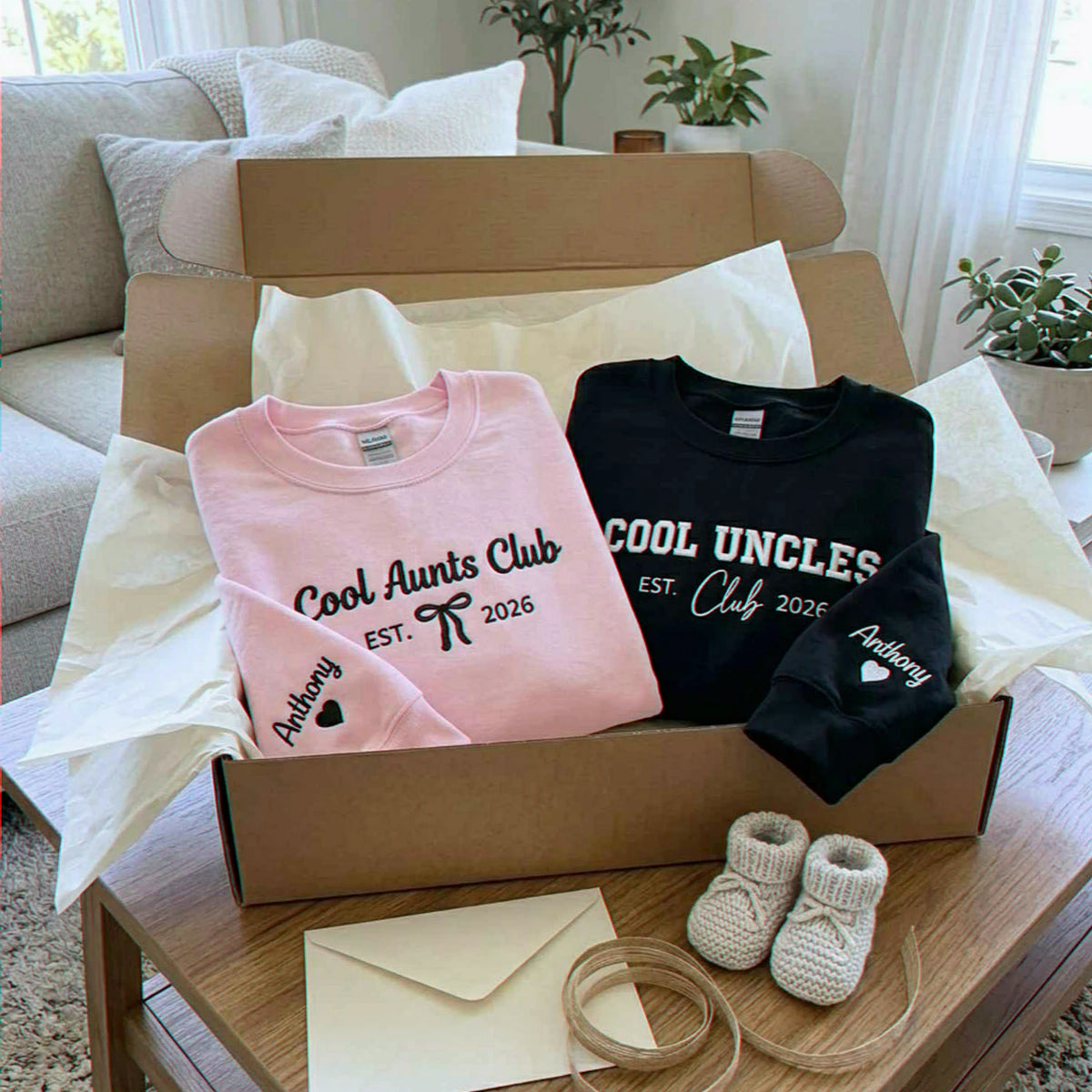 Cool Aunts Club and Cool Uncles Club Sweatshirts, Embroidered Kid Name Crewneck, New Aunt and Uncle Gifts