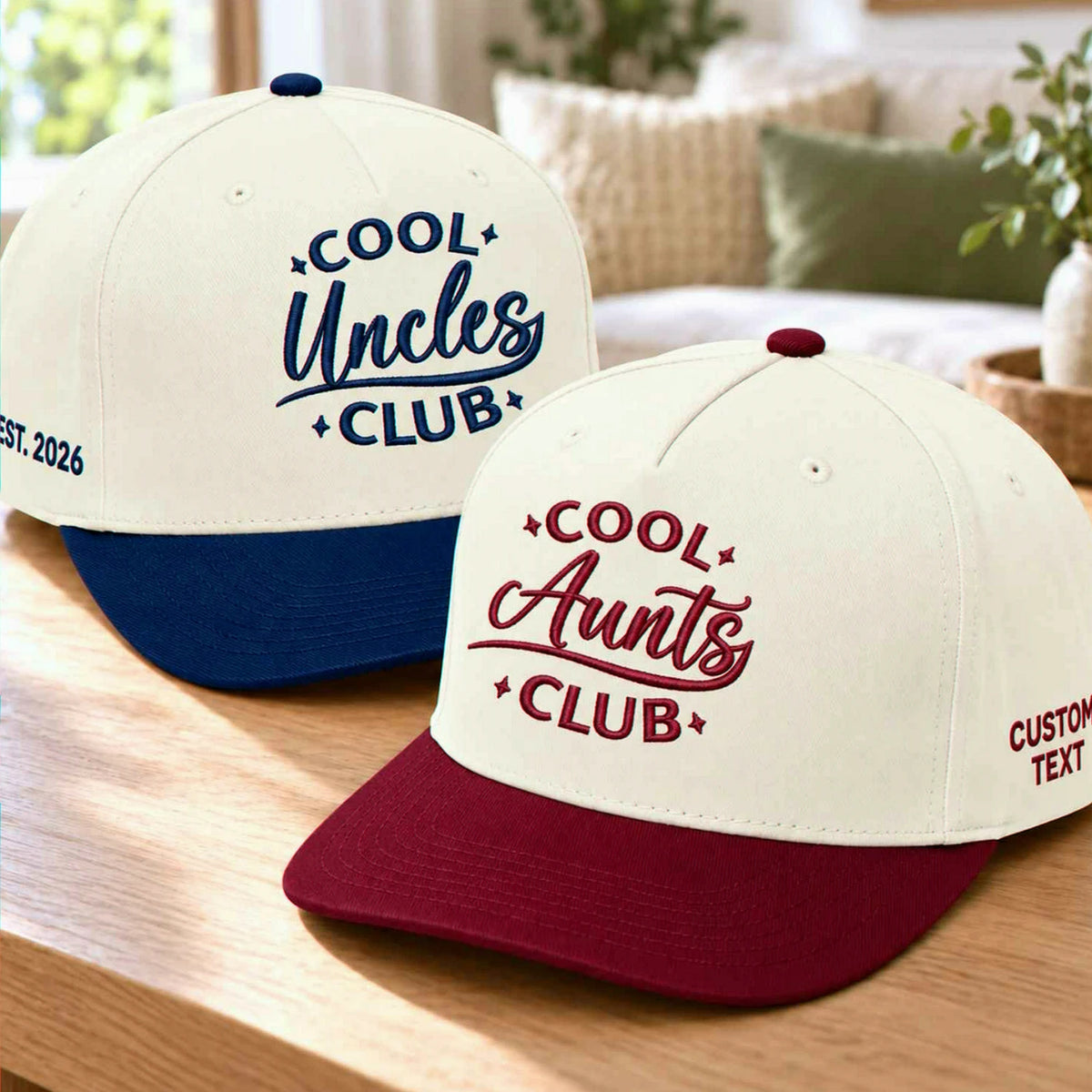 Cool Aunts Cool Uncles Club Snapback Hat, Embroidered Baseball Cap with Est Year, Aunt and Uncle Gift